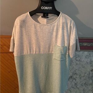 Pink Clover Striped Gray and Light Green T-Shirt.  Size XL